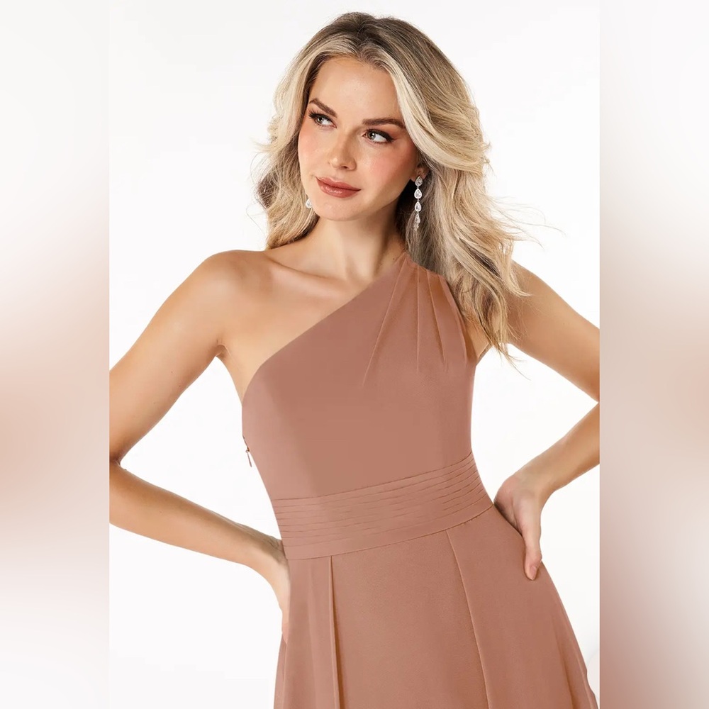 Azazie Cream One Shoulder Sleeveless Gown for High Class Society Gala Events - Picture 5 of 16